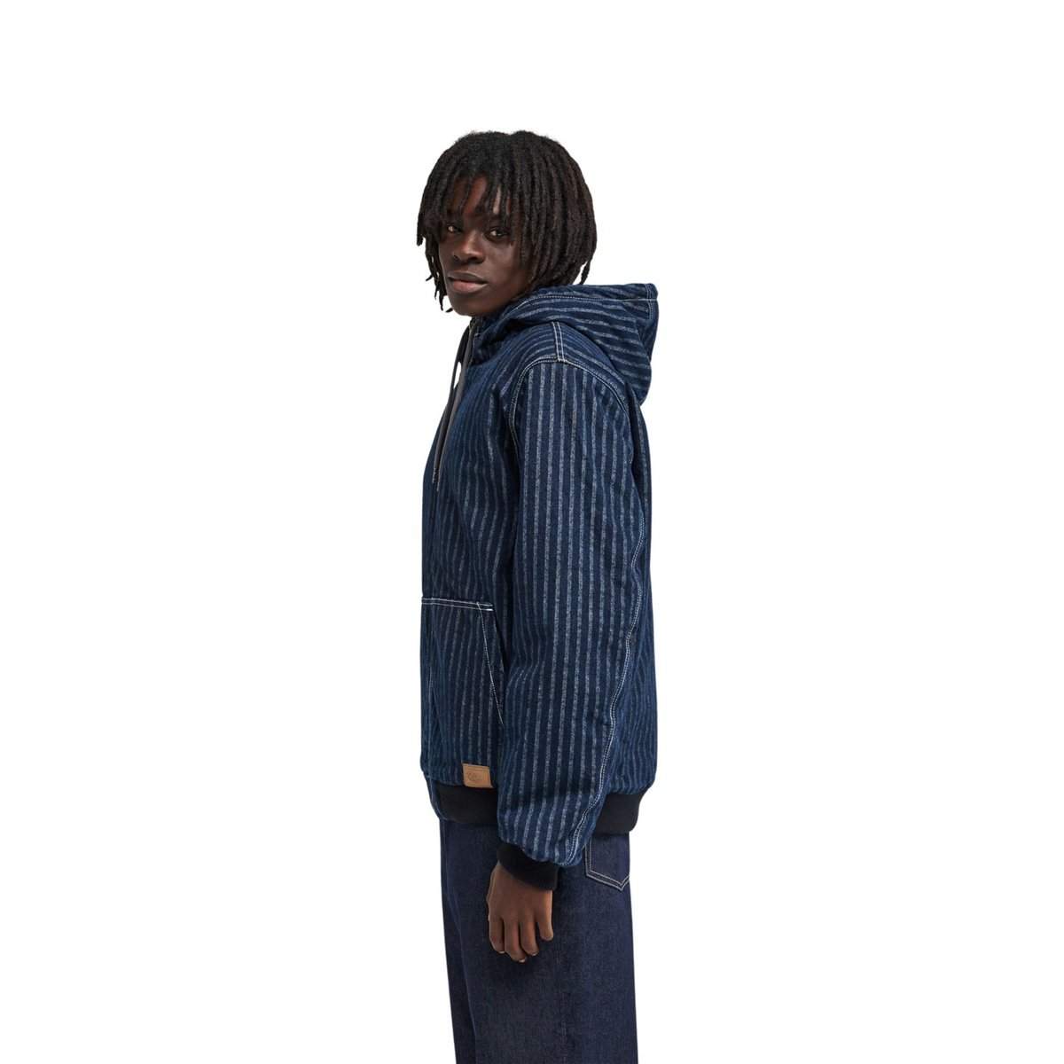 Veste en denim HOODED BOMBER JACKET bleu herringbone denim, ELEMENT