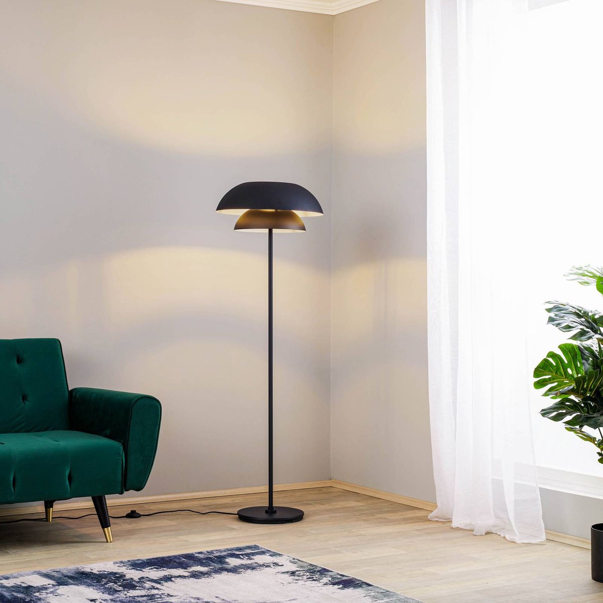 Lampadaire en métal design, Kellina noir, LUCANDE