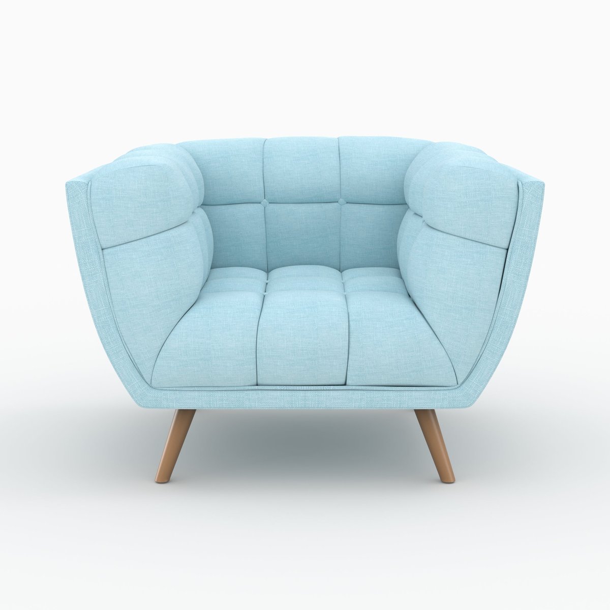 Ensemble canapé et fauteuil en tissu 4 places - CARMEN bleu clair, MAISON PAVANE