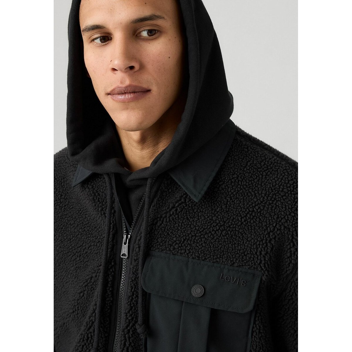 Veste sherpa avec col chemise noir, LEVI'S