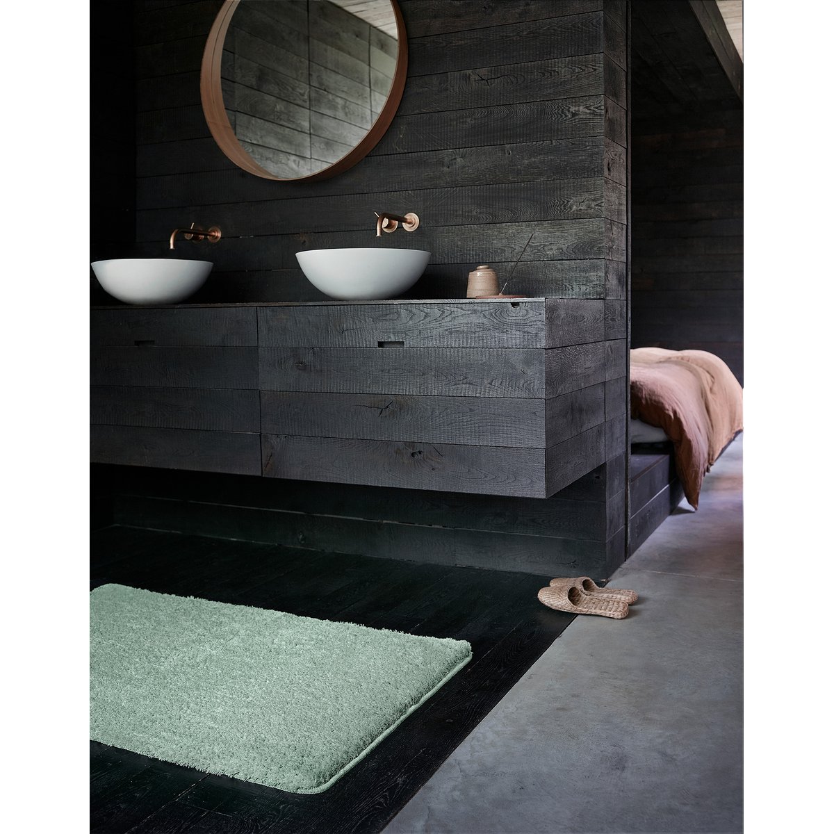 Tapis de bain doux, uni, anti-déparant , JORIS vert menthe, WECON HOME