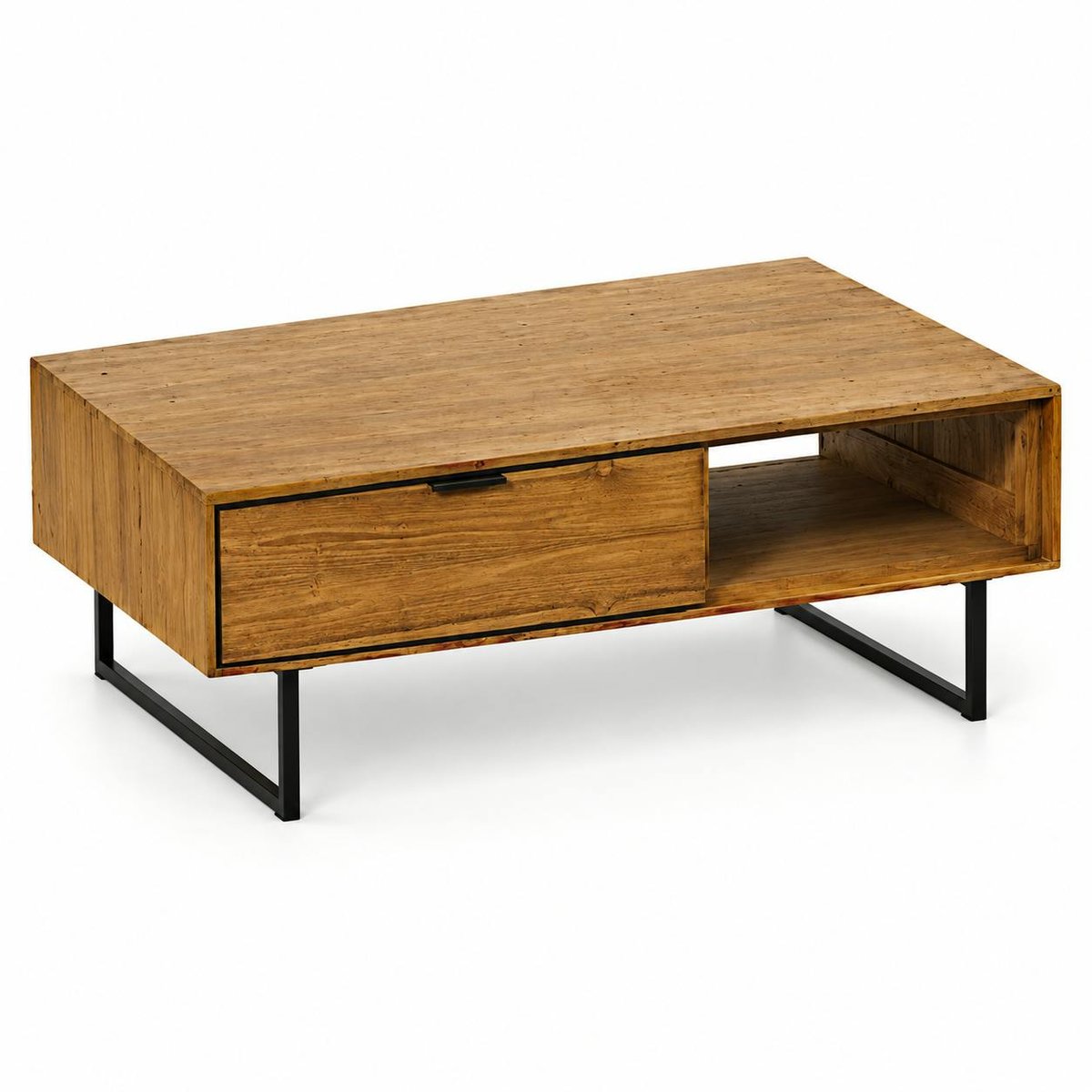 Table basse avec rangement en bois de teck recyclé DEPOK bois naturel, PIER IMPORT