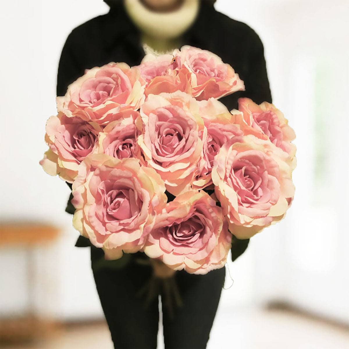 Bouquet de 11 roses artificielles Saint Vale vert, ARTIFICIELLES