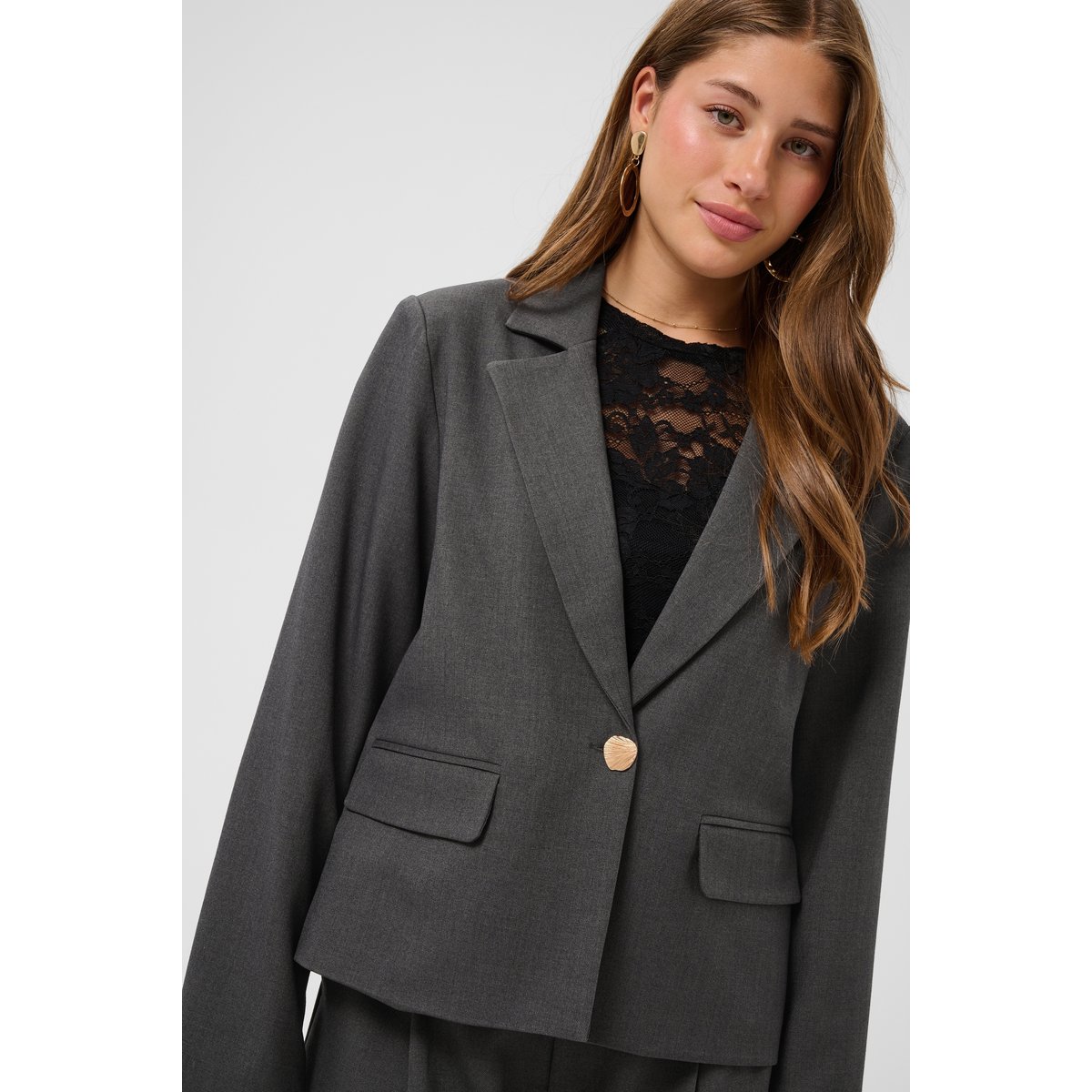 Blazer gris dark grey melange, CREAM