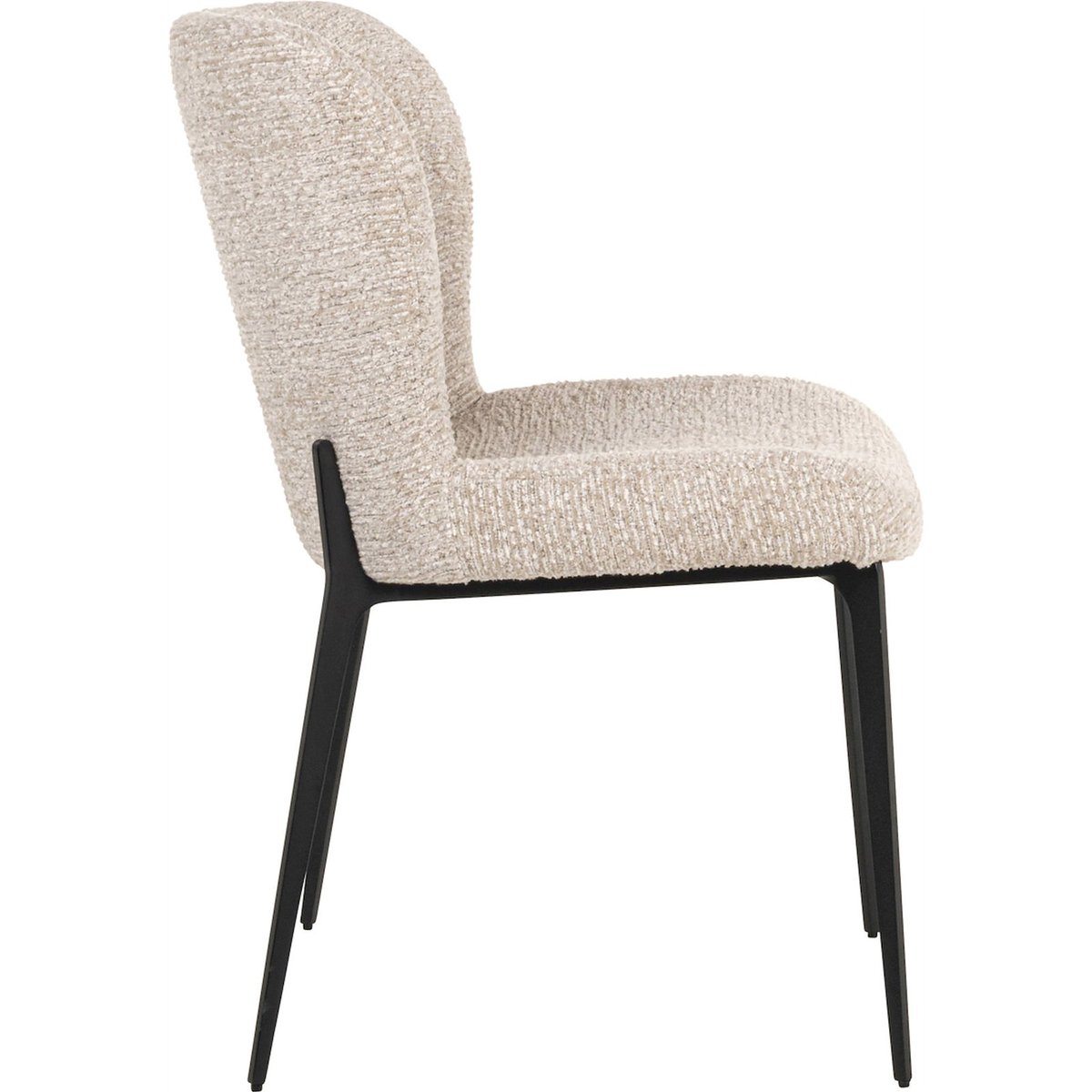 Chaise de salle à manger en fer et tissu beige naturel texturé, RECOLLECTION