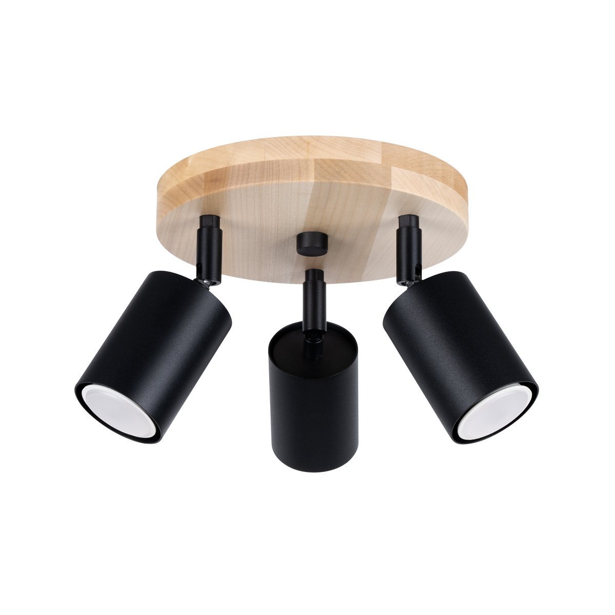 Plafonnier Acier Bois/Noir GU10 3 Verdo marron, EDEN