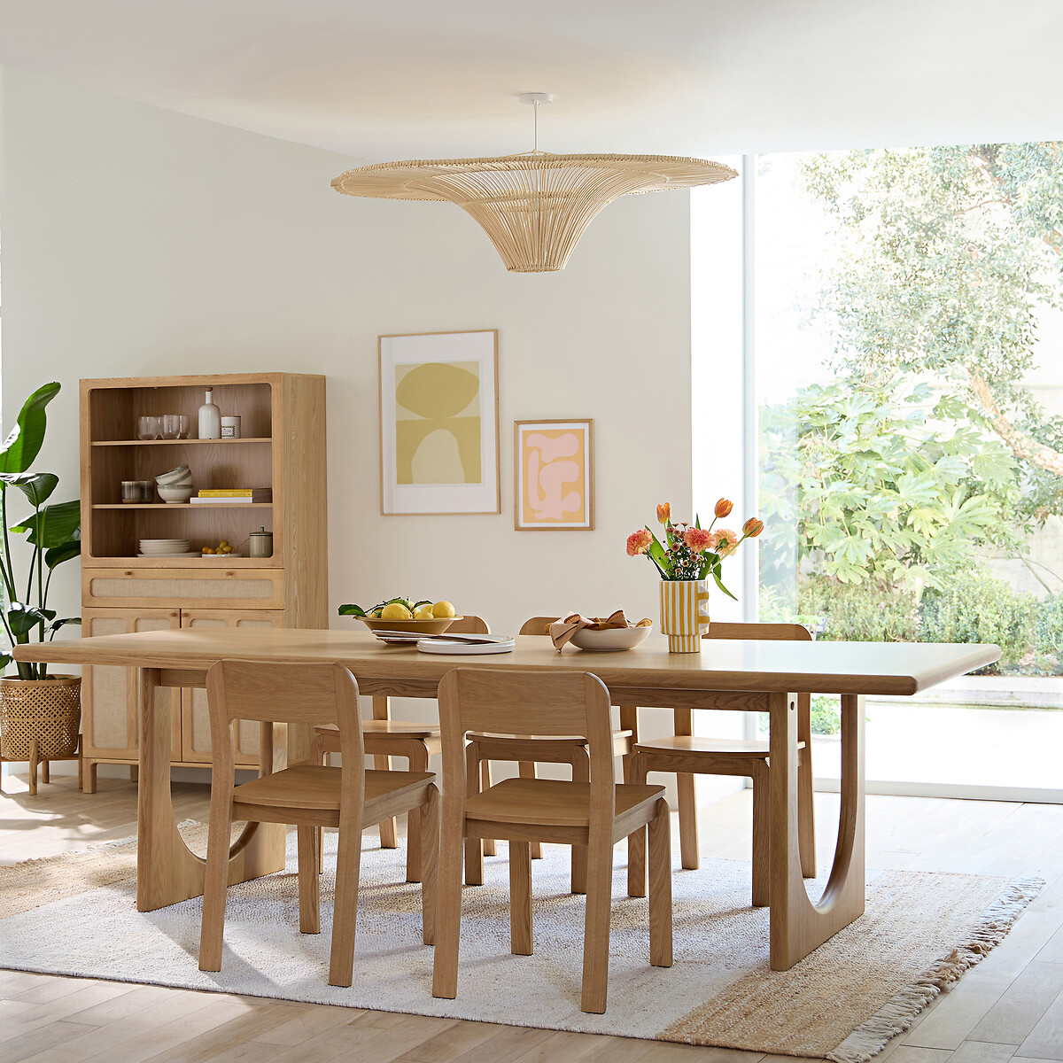 Table à manger, en chêne et plaqué, 8 à 10 couverts, DOUVE chêne, LA REDOUTE INTERIEURS