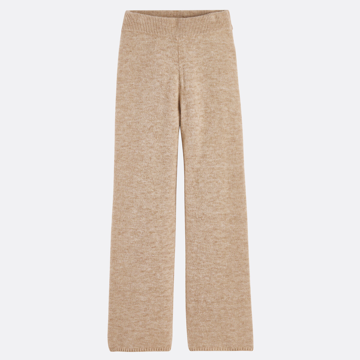 Wide Leg Trousers in Knitted Fabric with High Waist beige marl, LA REDOUTE COLLECTIONS