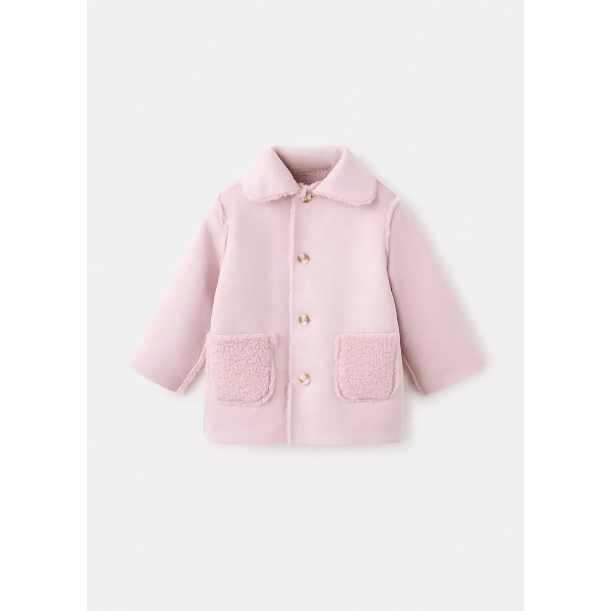 Manteau imitation mouton réversible rose, MANGO BABY
