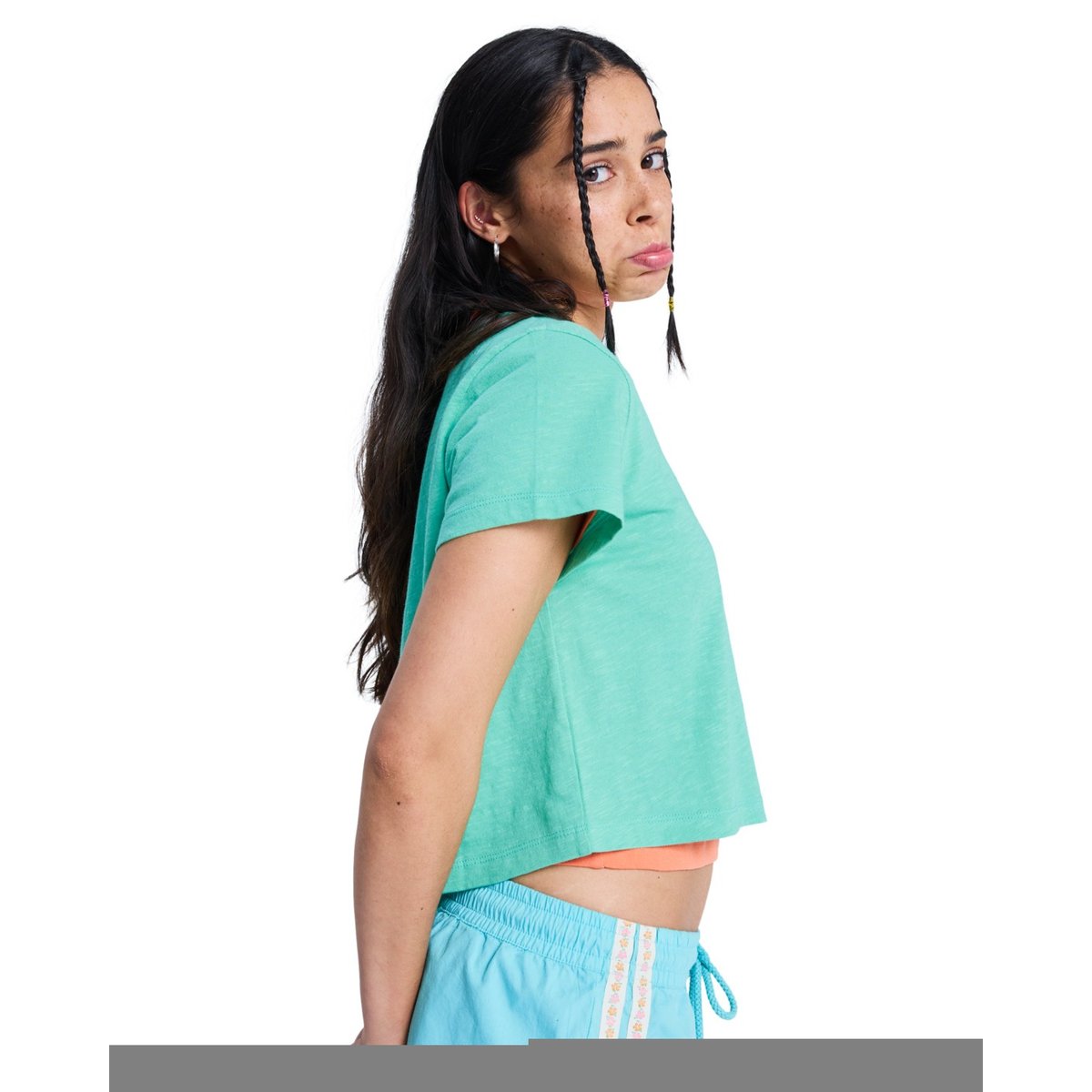 T-Shirt, manches courtes, col rond, Floral. vert katydid, ROXY