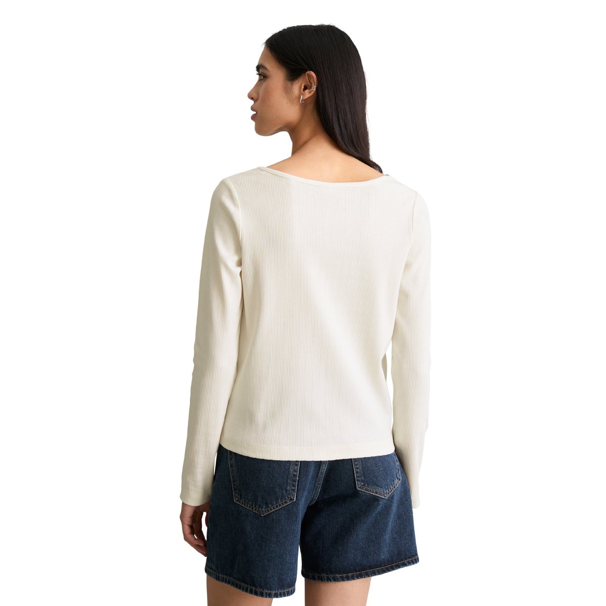 Pointelle-Cardigan slim en mélange de coton bio blanc, MARC O’POLO DENIM