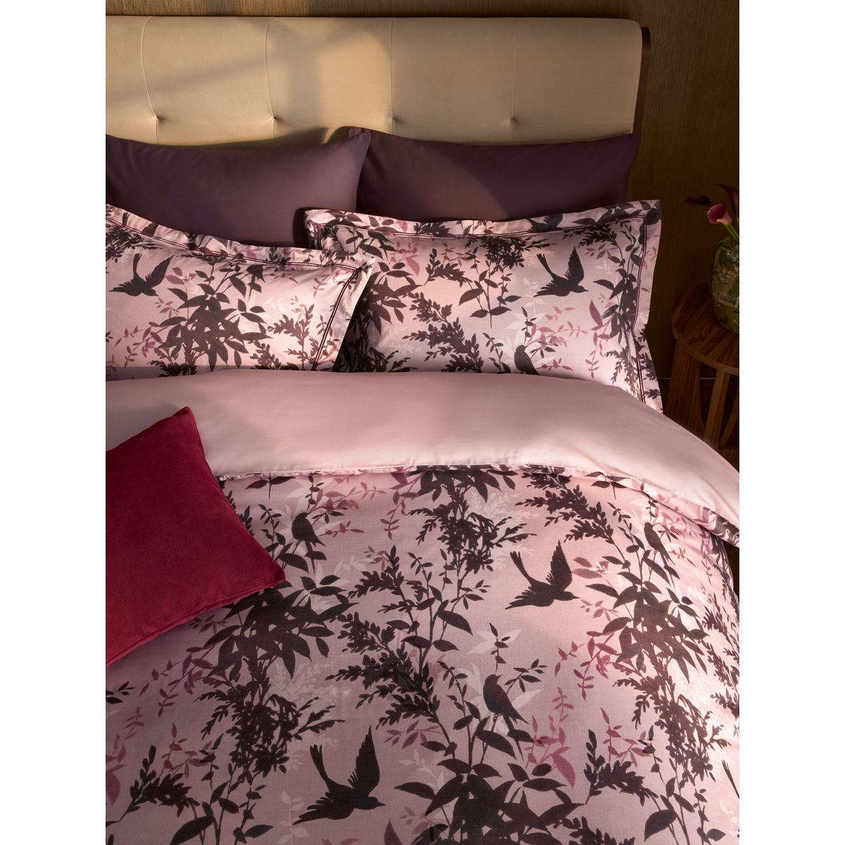 Housse de couette et taie fleurs time travel rose, NEXT