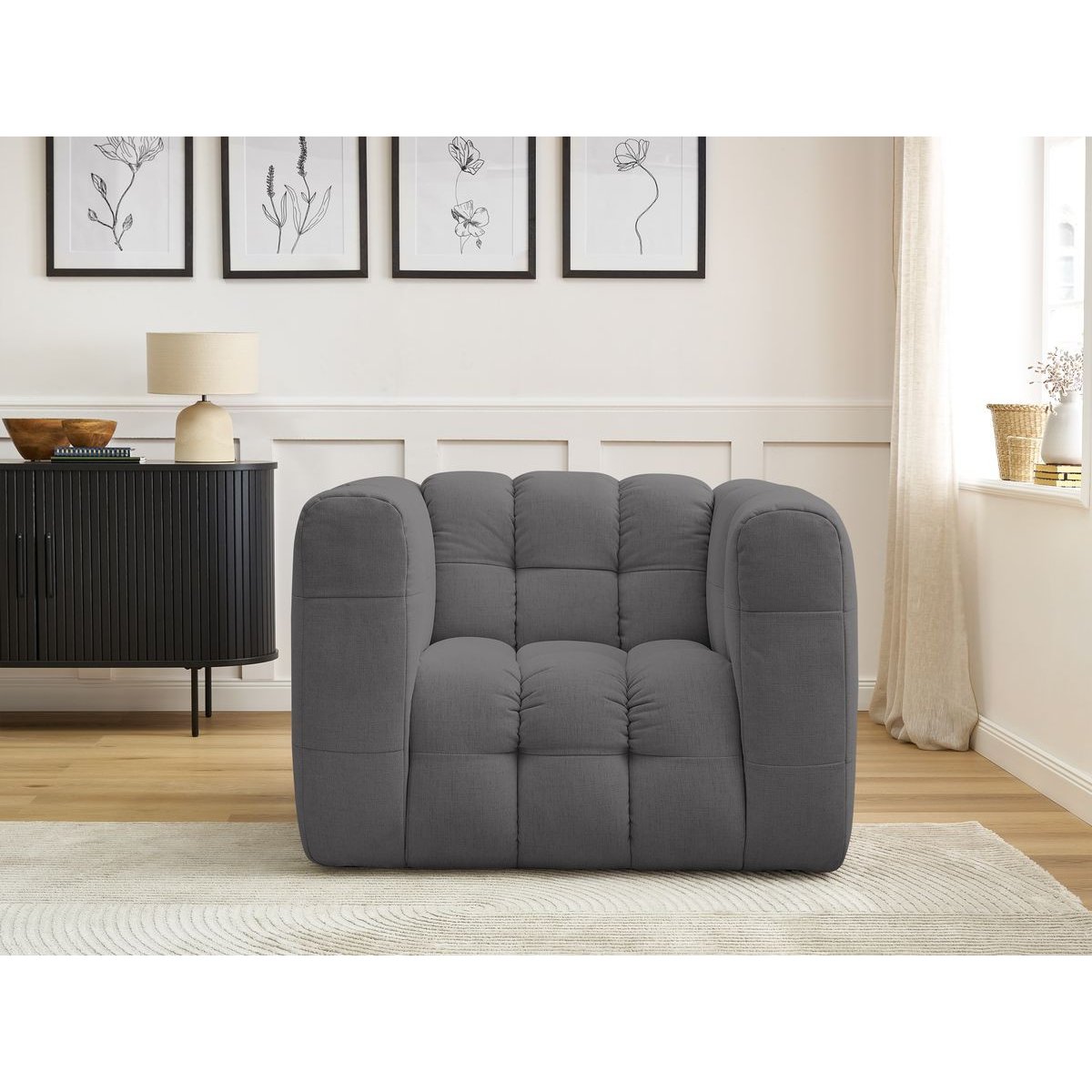 Fauteuil tissu, ULYSSE gris foncé, BOBOCHIC