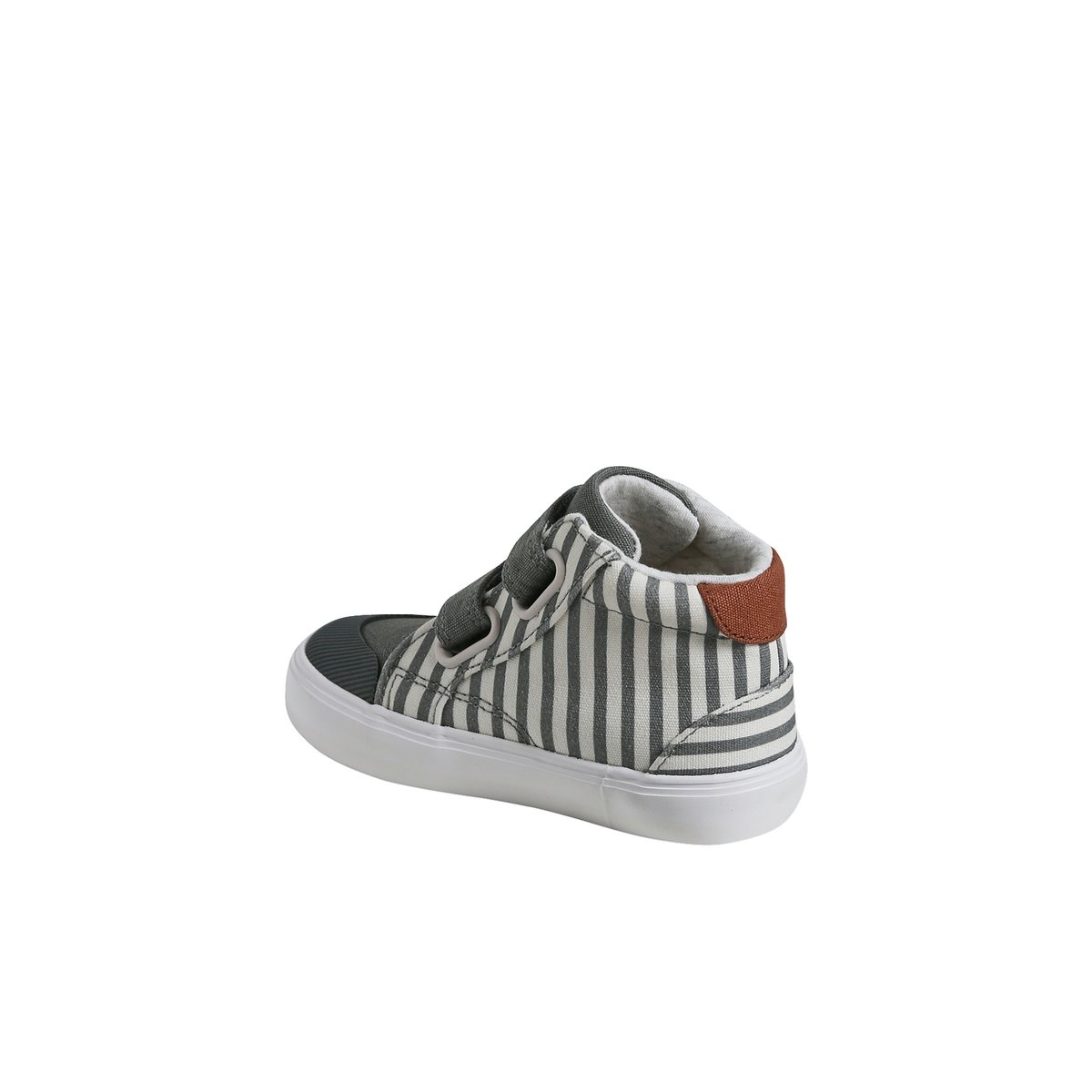 Baskets montantes bébé scratchées rayé gris, VERTBAUDET