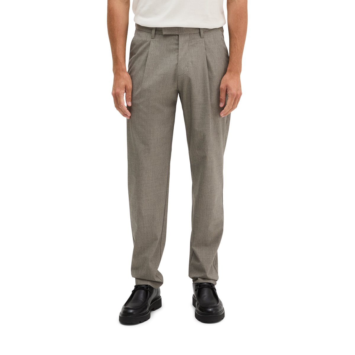 Pantalon modèle Belsbo à plis, coupe décontractée en mélange de laine estival gris, MARC O'POLO