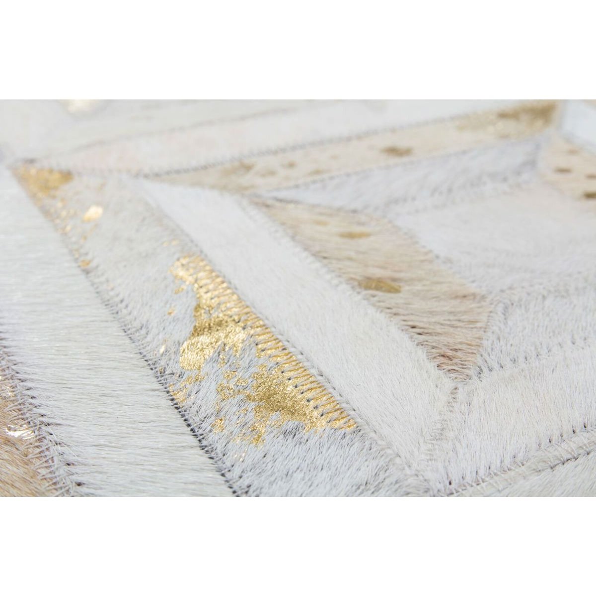 Tapis rectangulaire en cuir fait main SPARK blanc, or, ARTE ESPINA
