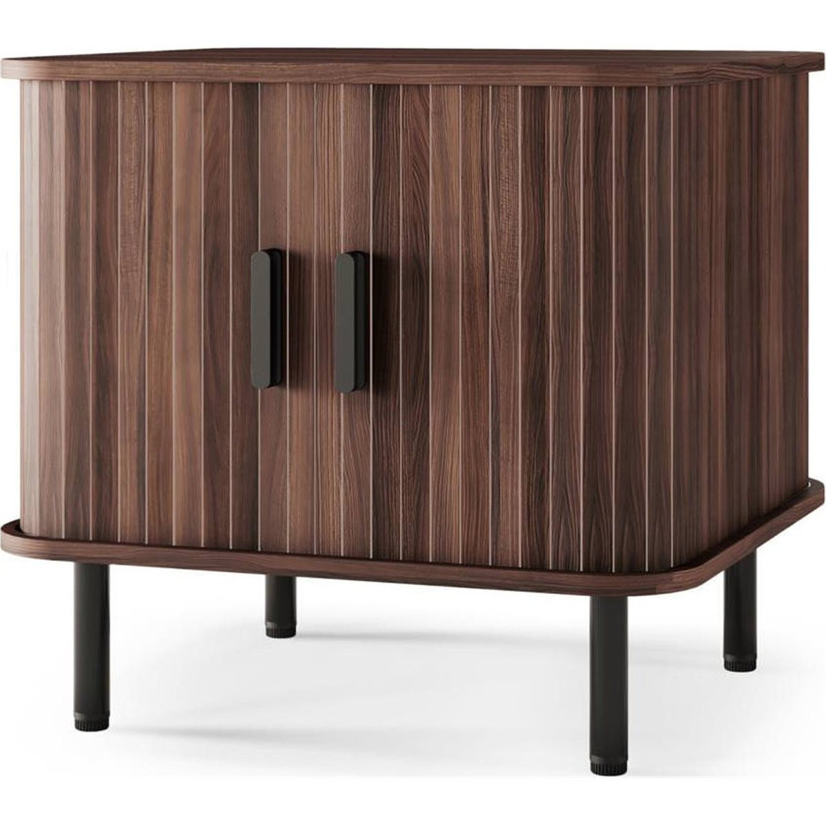 Table de chevet arrondie EPIQUE noyer foncé et noir, RECOLLECTION