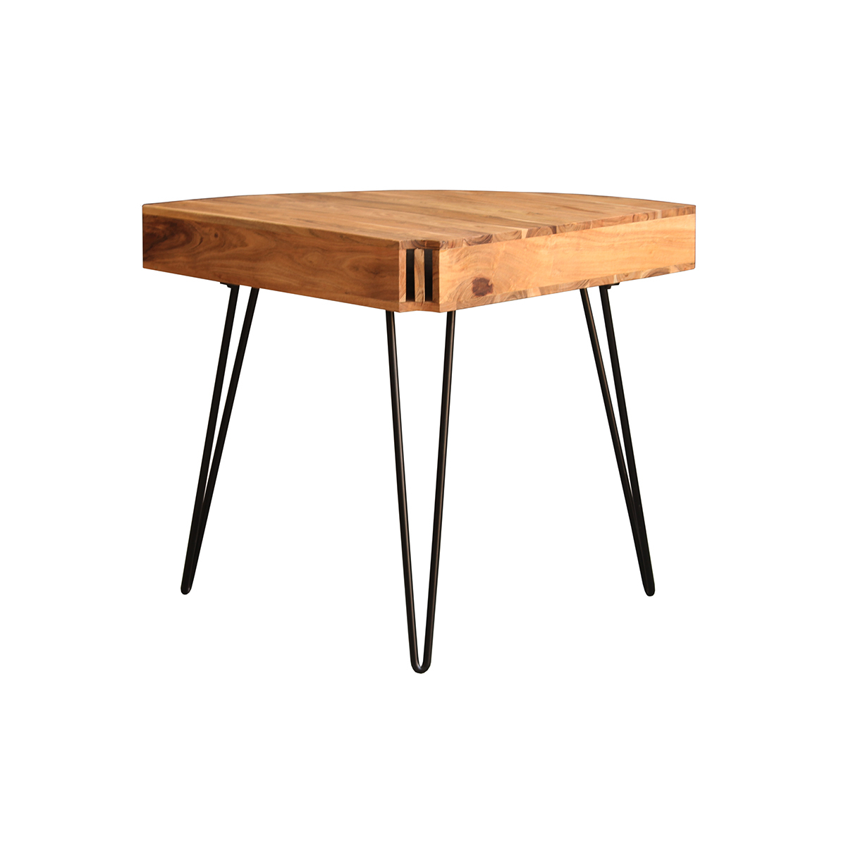 Bureau d'angle avec rangements bois massif et métal noir L75 cm GOSBY bois brut, MILIBOO
