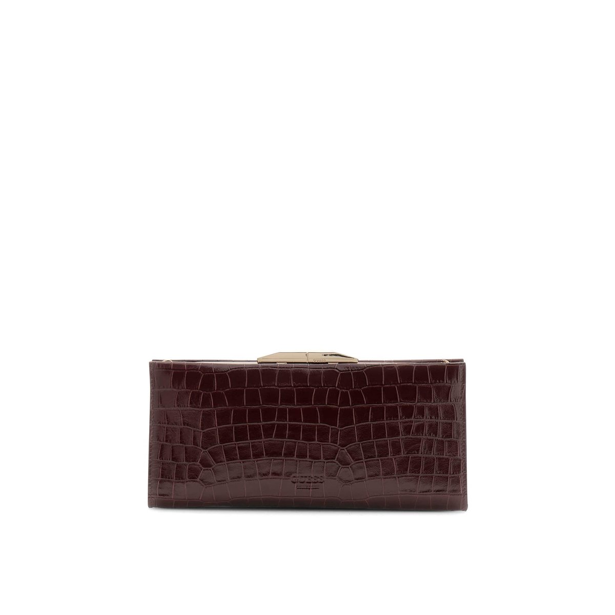 Pochette En Cuir Véritable Leonie bordeaux, GUESS
