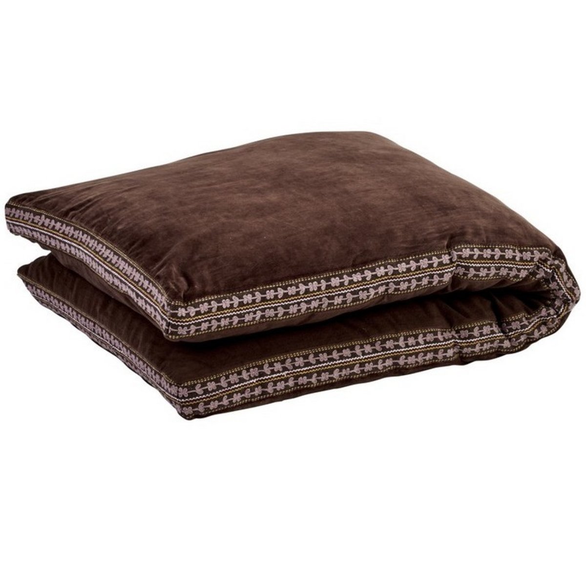 Matelas d'assise velours broderie brun, MADAM STOLTZ