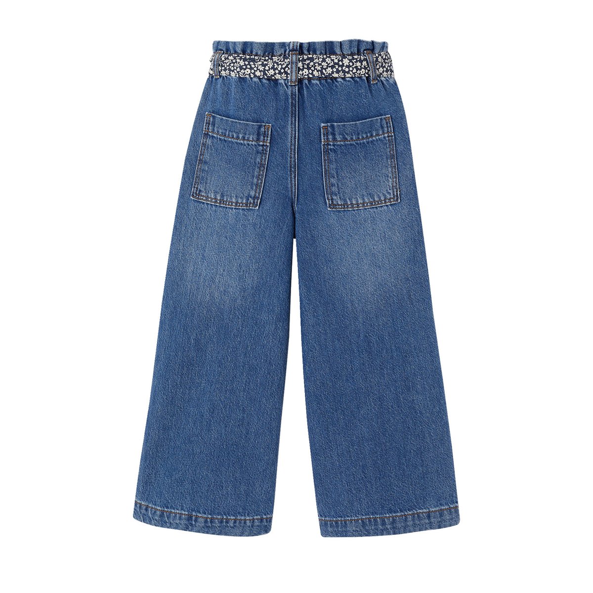 Jean large paperbag bleu moyen, VERTBAUDET