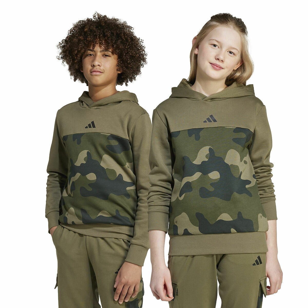 Sweat fermé en molleton gratté kaki, ADIDAS SPORTSWEAR