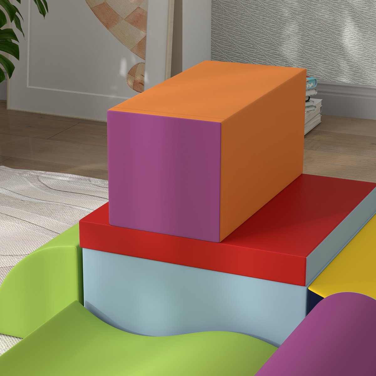 Ensemble de jeux souples pour enfants EPE vert, HOMCOM