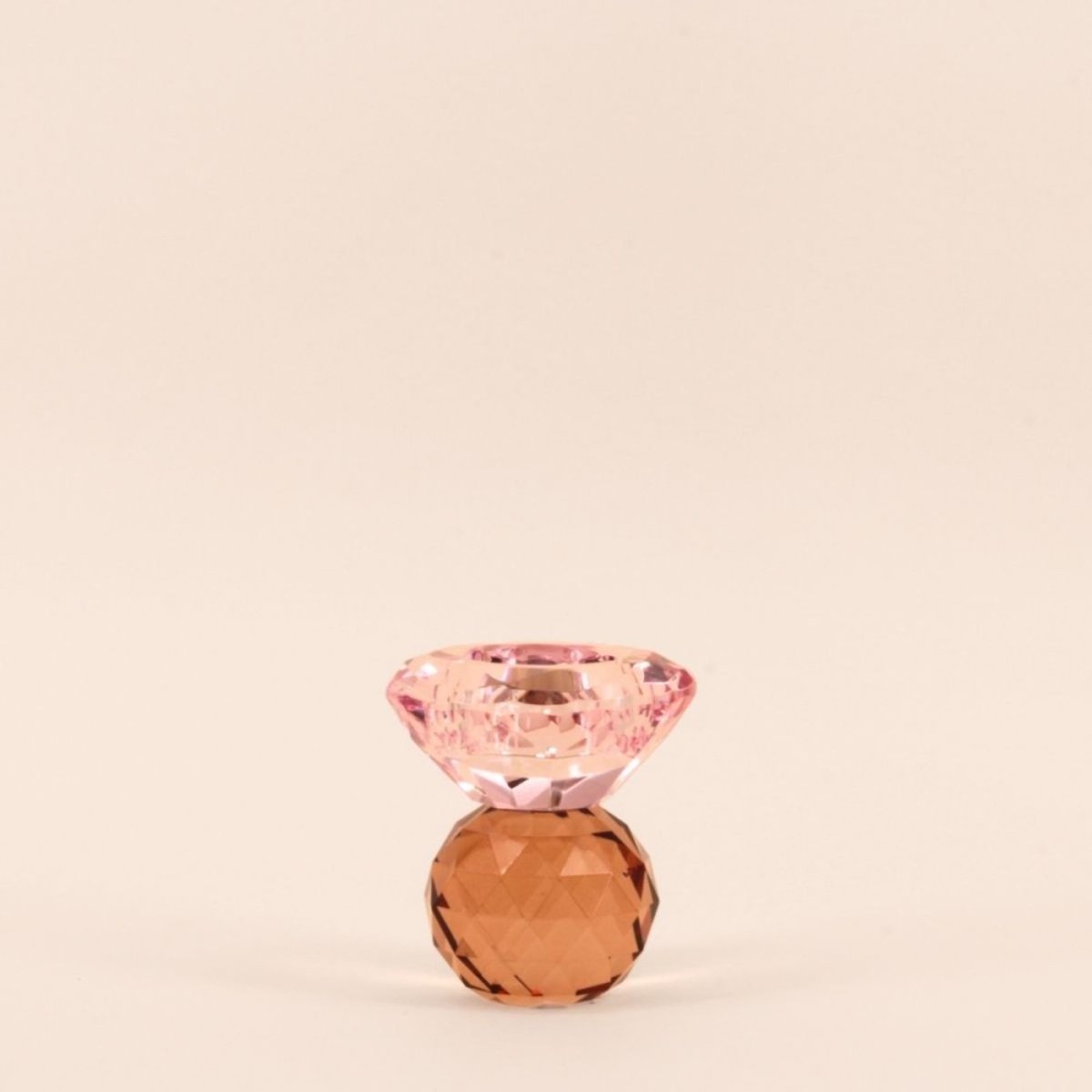 Bougeoir en cristal à facettes 9cm rose, HASHTAG DECO