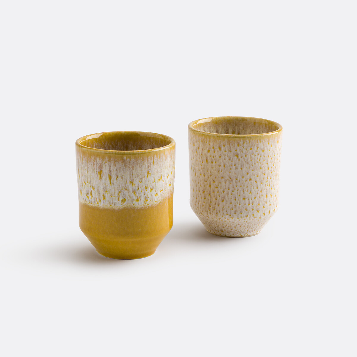 Lot de 2 tasses en grès émail réactif, Elaina jaune, LA REDOUTE INTERIEURS