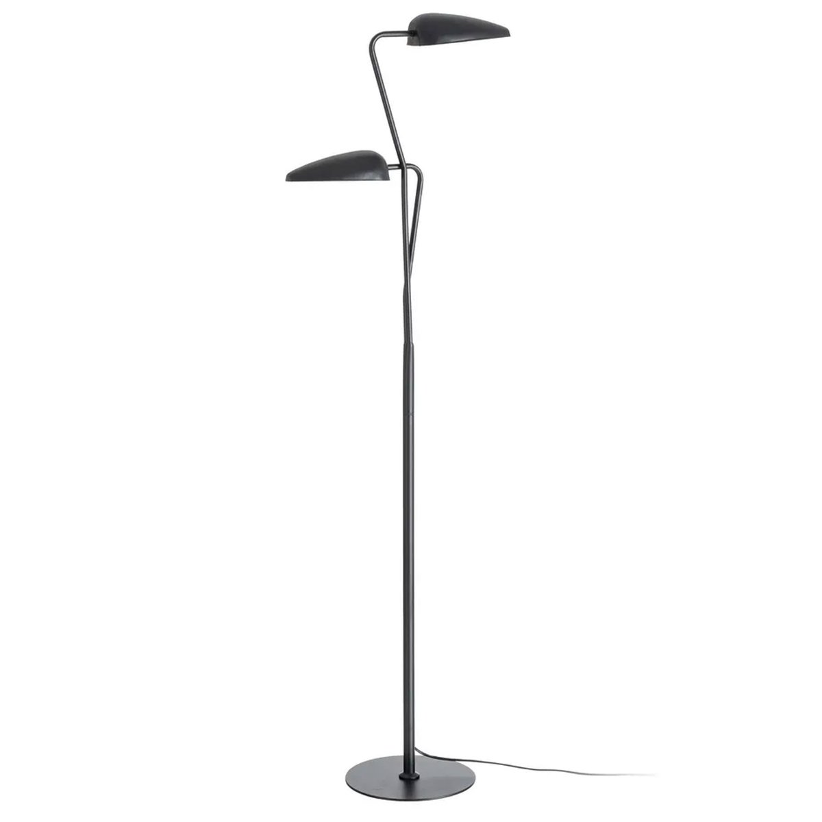 Lampadaire design double en métal noir 40.5x25x142.5cm noir, WADIGA