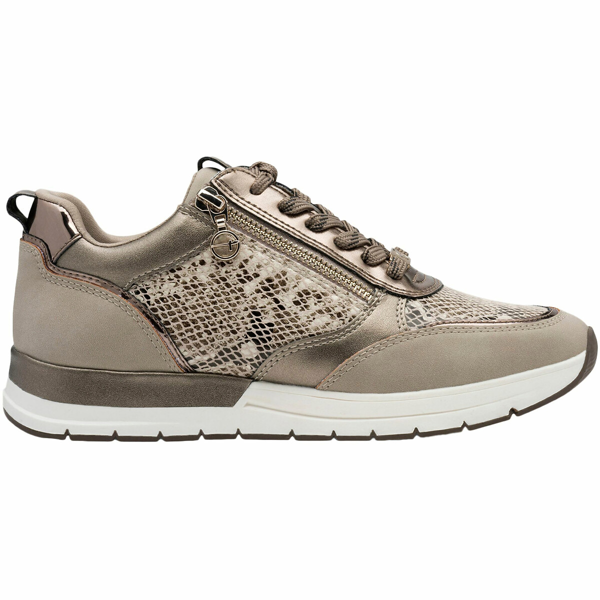 Baskets zippées et à lacets taupe, TAMARIS