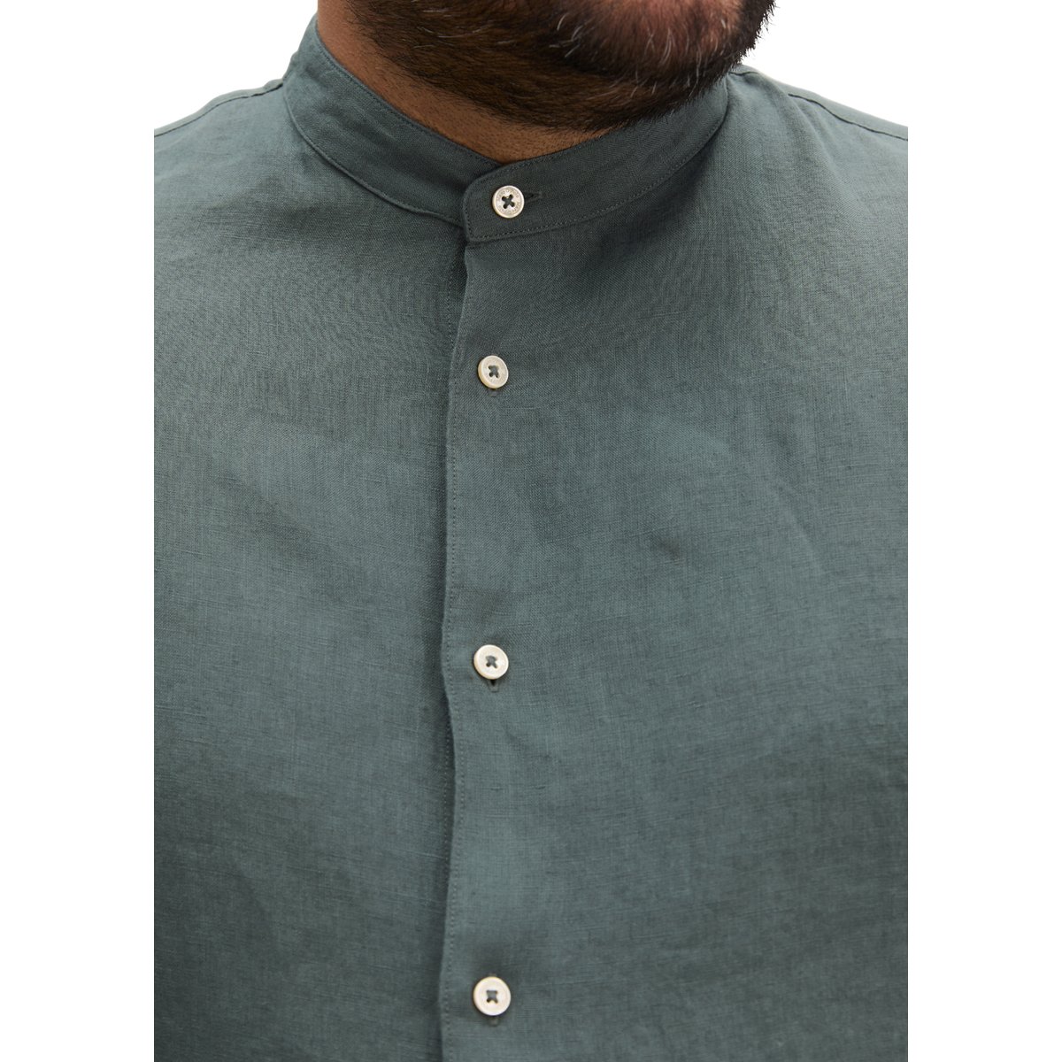 Chemise à col droit regular en pur lin gris foncé, MARC O'POLO