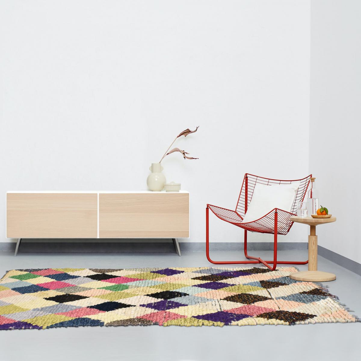 Authentique tapis berbère fait main en tissu recyclé BOUCHAROUETTE 61 multicolore, UN AMOUR DE TAPIS