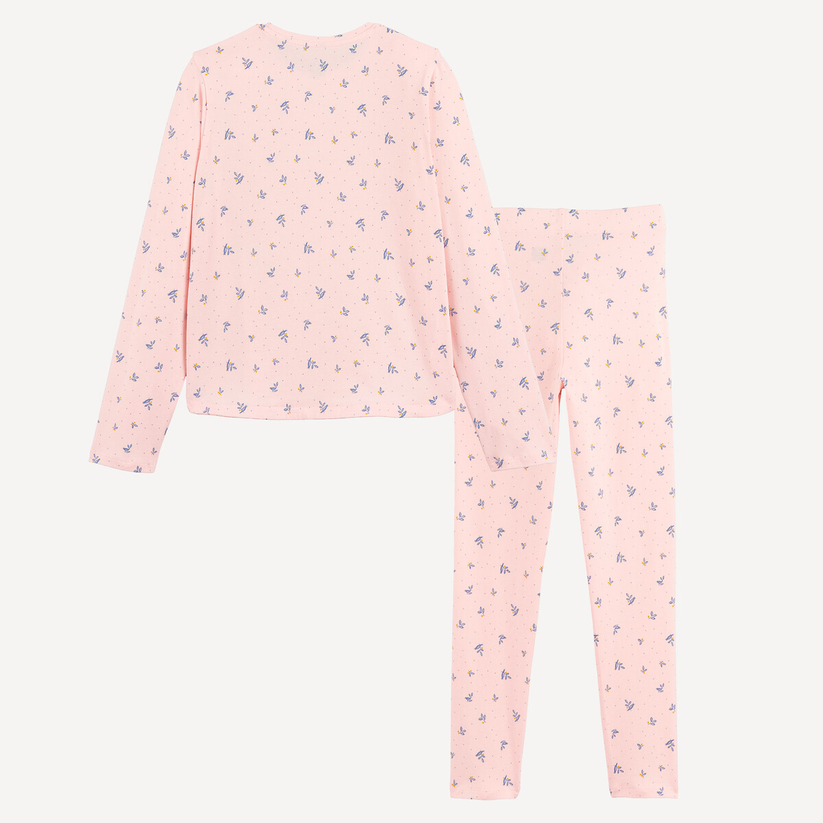 Pyjama manches longues, imprimé fleurs, en coton rose, LA REDOUTE COLLECTIONS