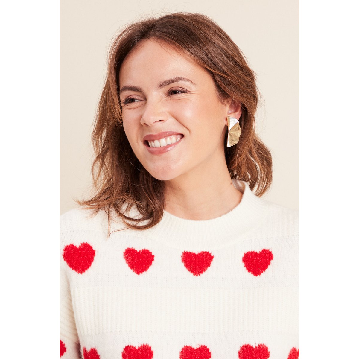 Pull col rond manches longues rouge, BREAL