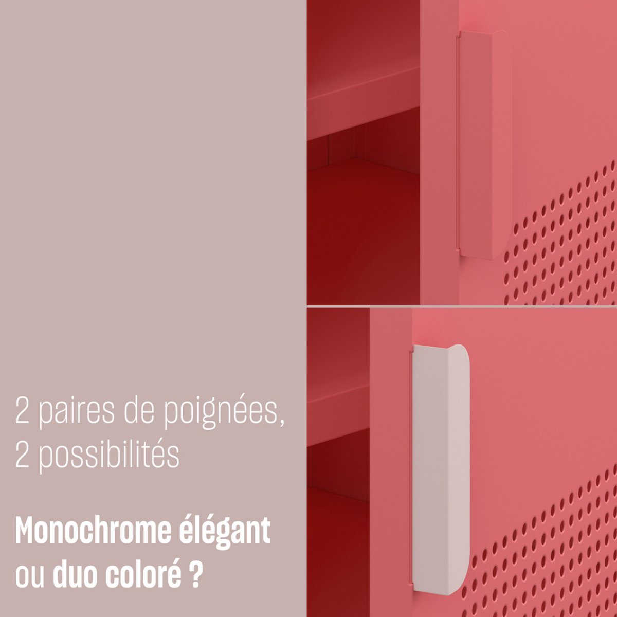 Bureau 1 porte en métal L120cm- ADEL rose, DRAWER
