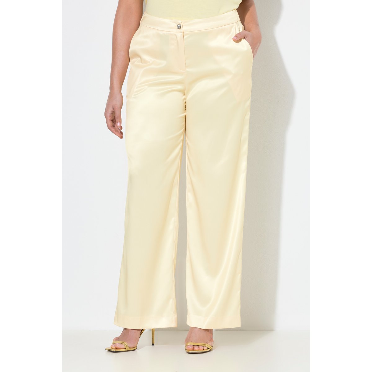 Pantalon Mary à taille élastique jaune pâle, ULLA POPKEN