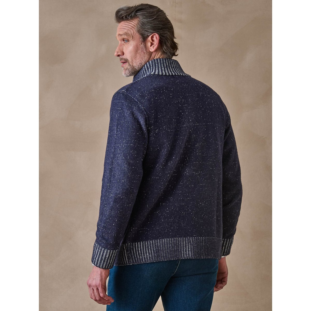 Gilet col montant zippé bleu chiné, DAXON