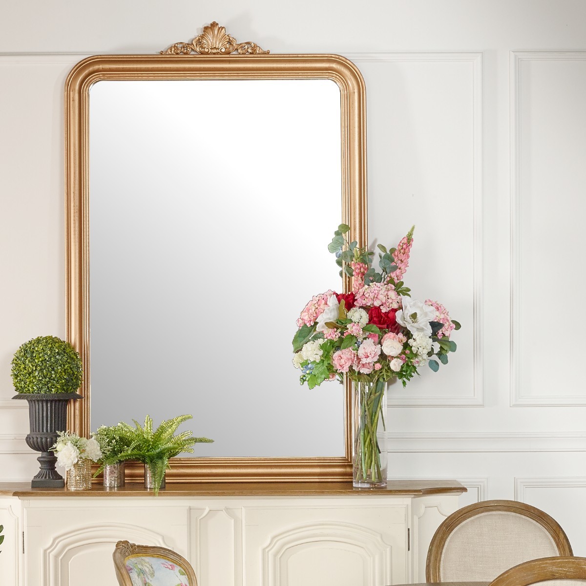 Miroir 177 x 117 style classique, cadre en pin AMANDINE or, ROBIN DES BOIS