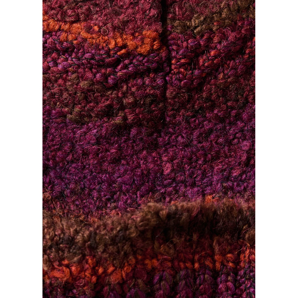 Bonnet tricoté multicolore bordeaux, LA FEE MARABOUTEE