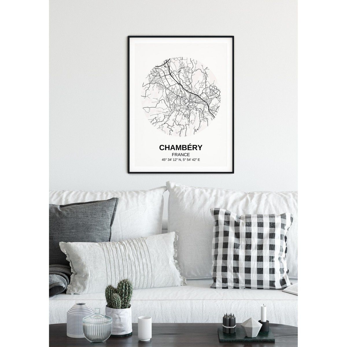 Affiche Carte Chambéry blanc, L'AFFICHERIE