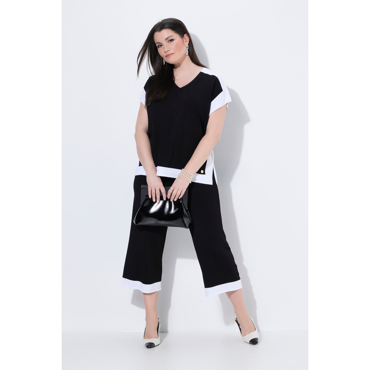 Jupe-culotte en maille, longueur mi-mollet noir, ULLA POPKEN