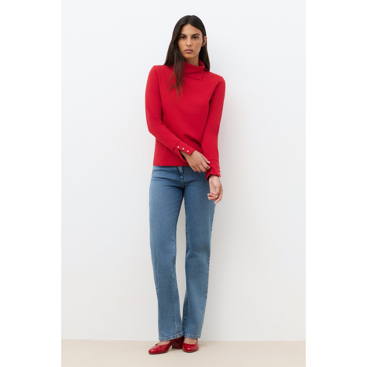 T-shirt droit col roulé TVADIM rouge, CAROLL