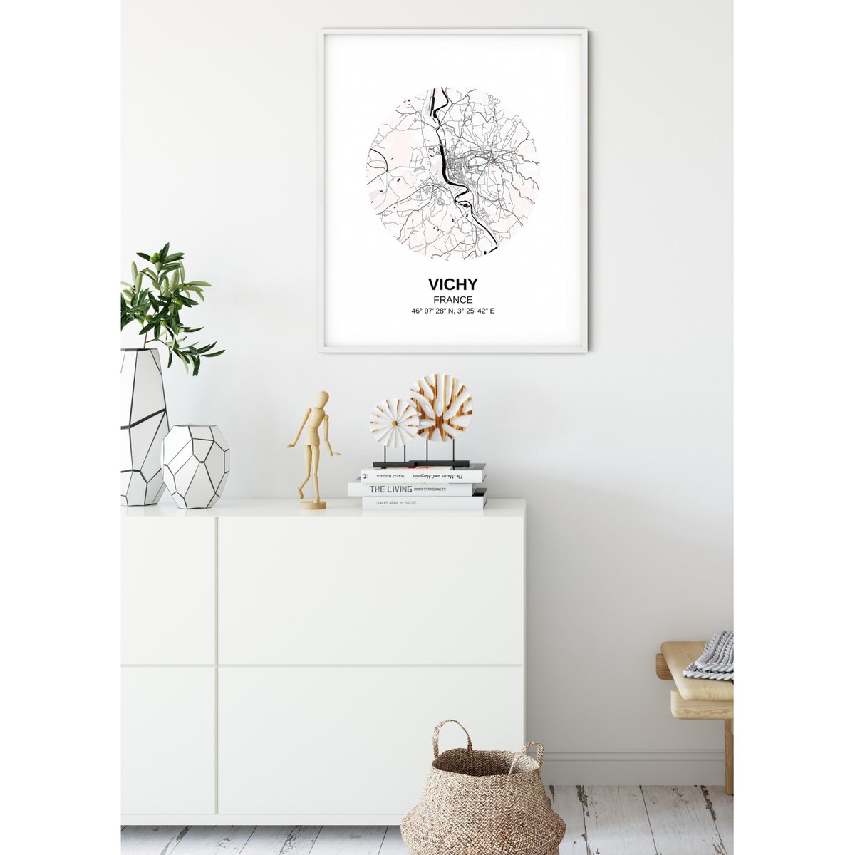 Affiche Carte Vichy blanc, L'AFFICHERIE