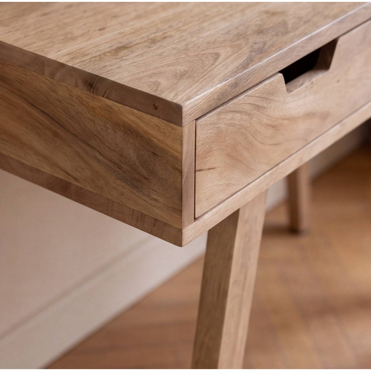 Bureau en bois de manguier AURILA bois clair, MADE IN MEUBLES