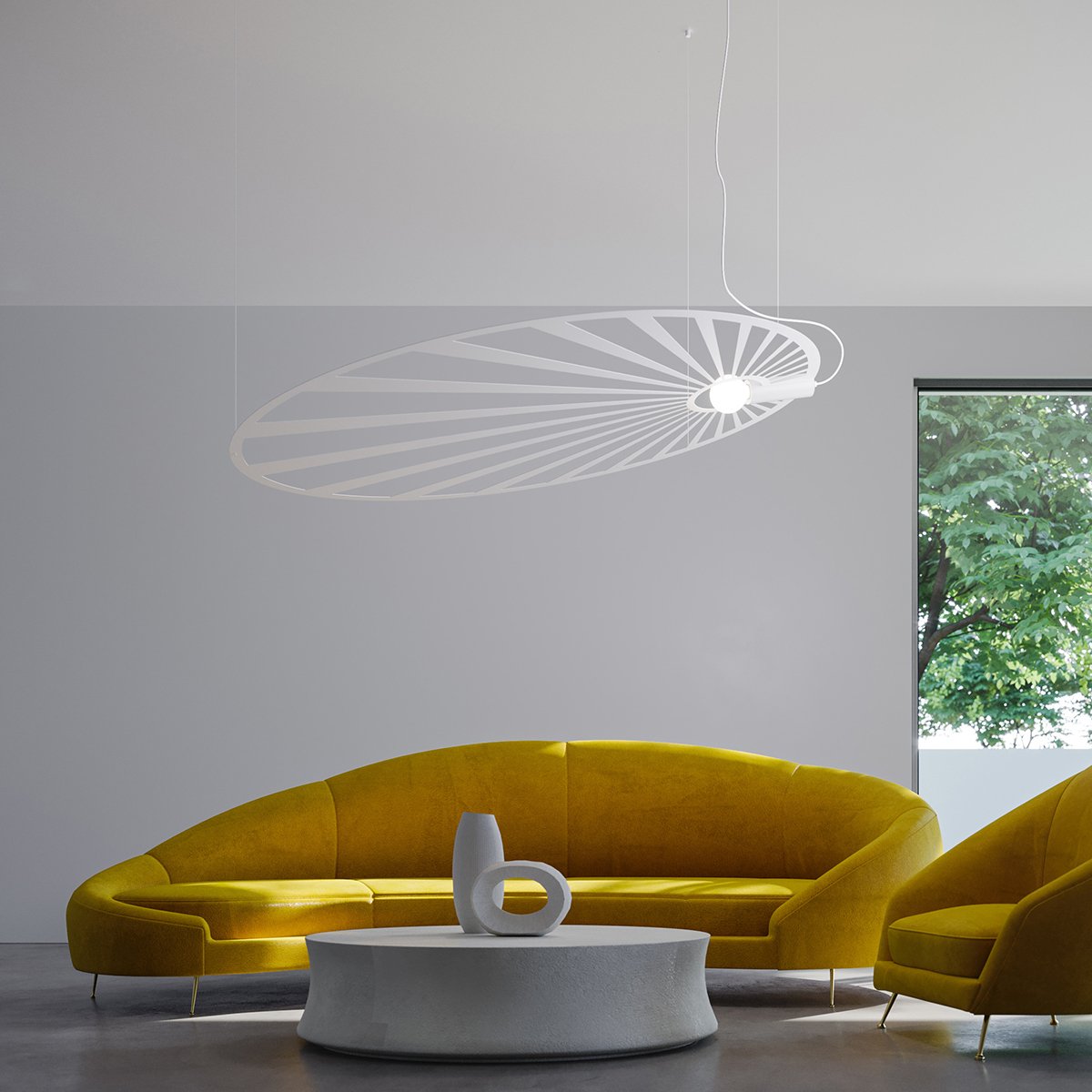Suspension Acier Blanc E27 1 Lehdet blanc, EDEN