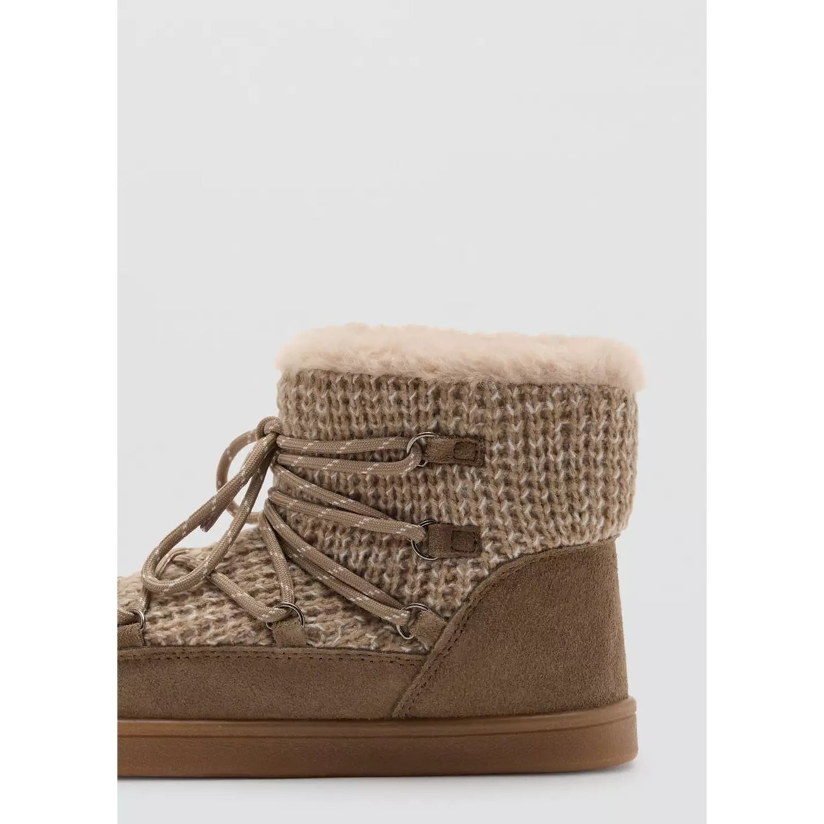 Bottes cuir lacets sable, MANGO KIDS