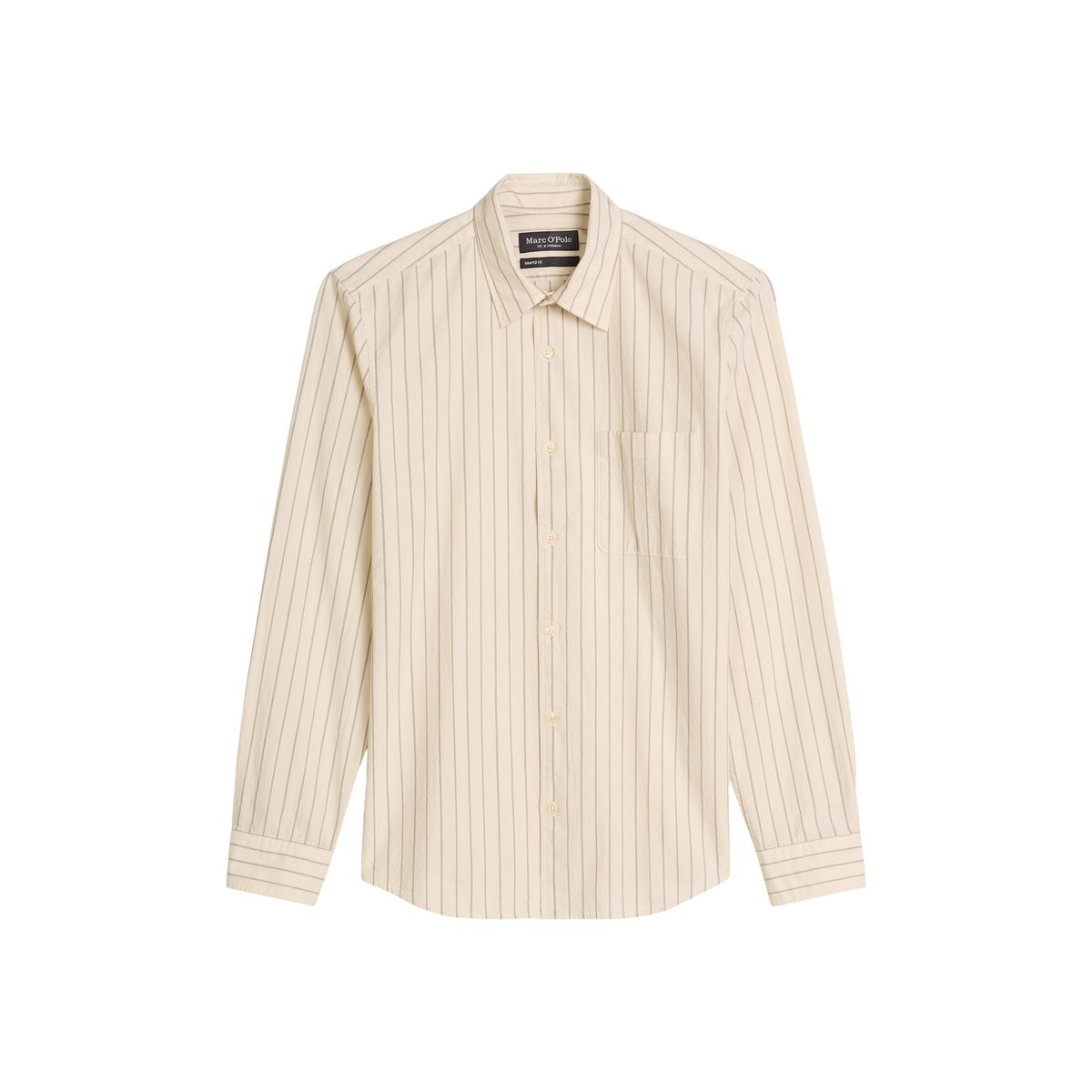 Chemise shaped en popeline de coton bio en mouvement beige, MARC O'POLO