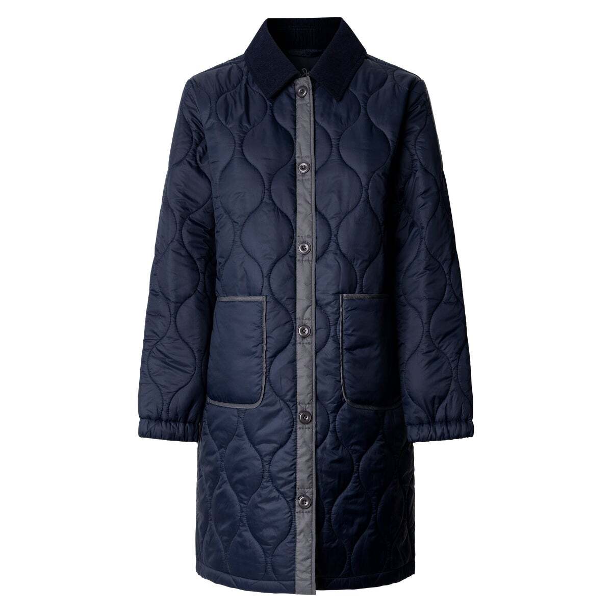 Veste Longue Matelassée Avec Col En Velours Côtelé bleu acier, PEPE JEANS