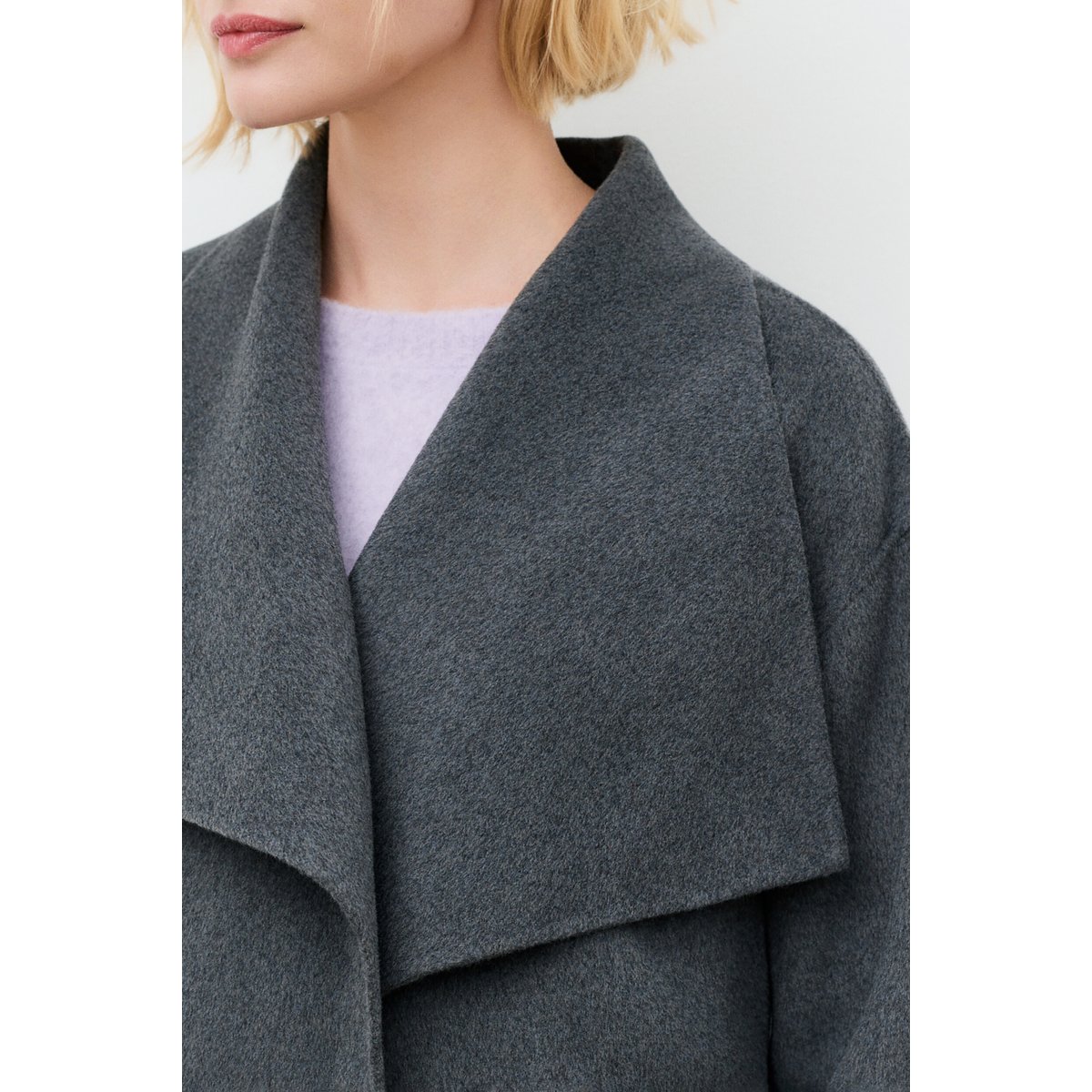 Manteau droit ceinturé GALBA gris, CAROLL